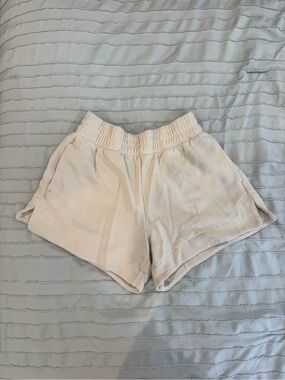 aerie Cream Elastic Waist Athletic Shorts